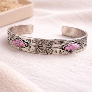 Southwestern Pink Turquoise Style Cuff Bracelet